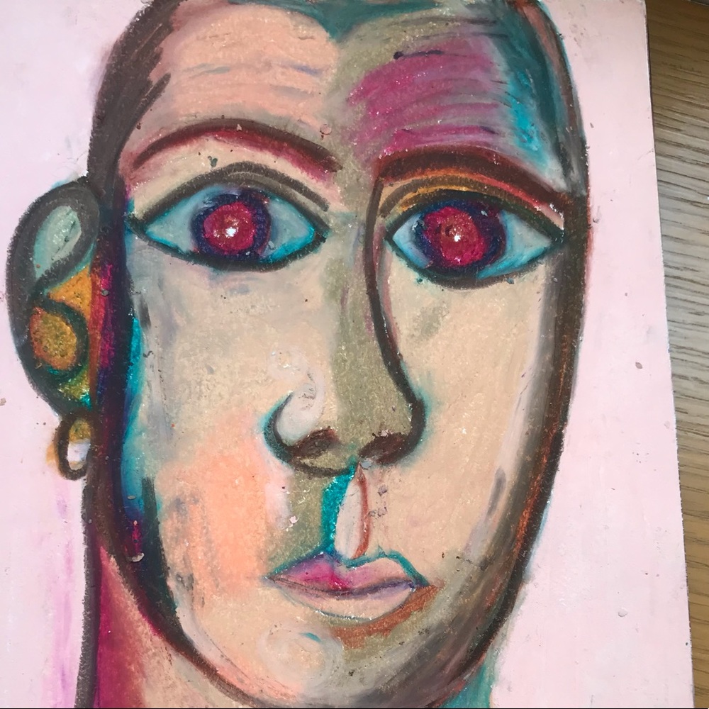 Original artwork, medium is cray pa’s  8.5x11” can be framed for additional cost